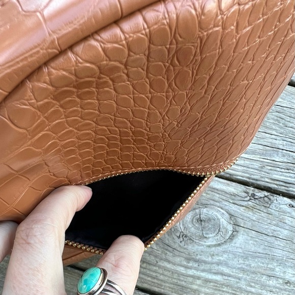 NWT Wild Fable Caramel Brown Crocodile Skin Backpack Purse - Picture 9 of 15